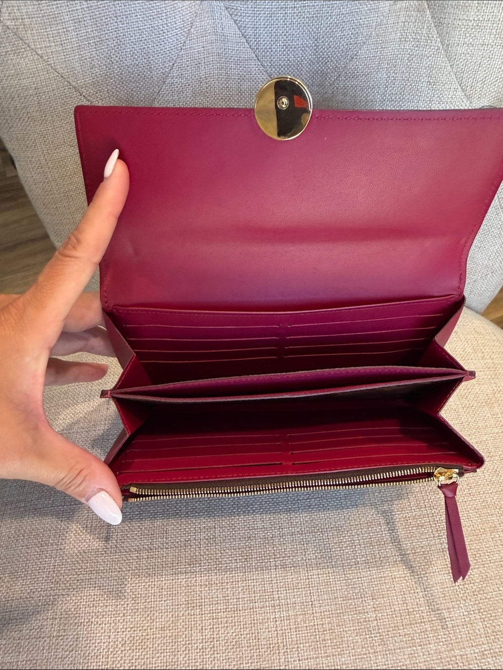 LOUIS VUITTON FLORE WALLET Fuschia Raspberry Monogram Canvas Long Wallet - Picture 10 of 13